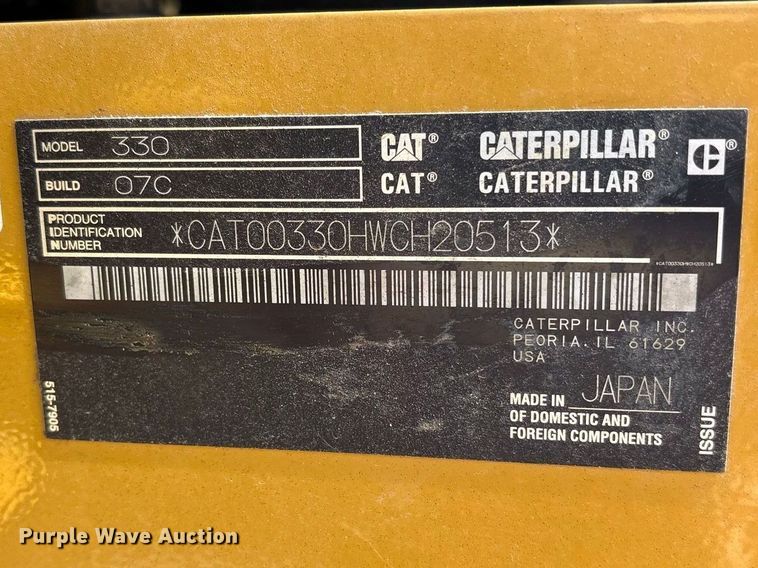 image for item FN3530 2021 Caterpillar 330 excavator
