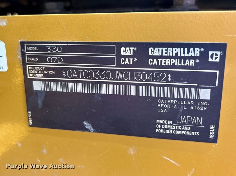 image for item FN3532 2023 Caterpillar 330 TC excavator