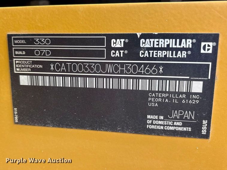 image for item FN3535 2022 Caterpillar 330 excavator