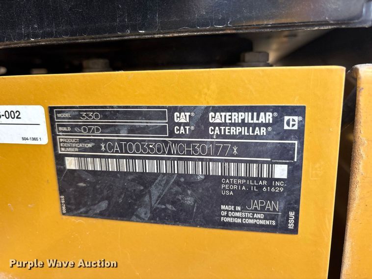 image for item FN3536 2022 Caterpillar 330 TC excavator