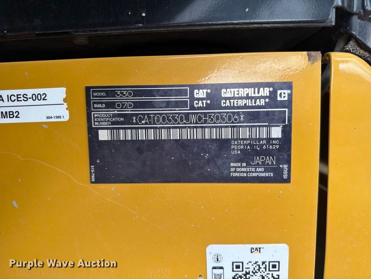 image for item FN3537 2022 Caterpillar 330 excavator