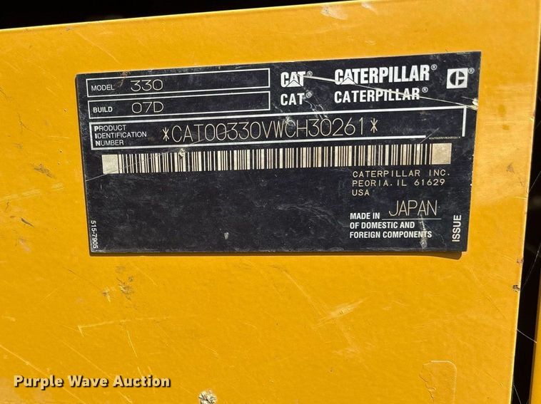 image for item FN3540 2022 Caterpillar 330 TC excavator
