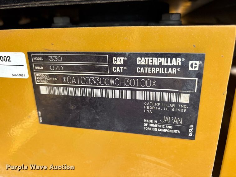 image for item FN3541 2022 Caterpillar 330 TC excavator