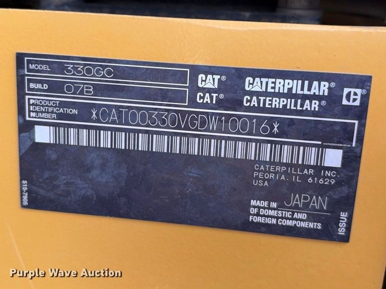 image for item FN3542 2020 Caterpillar 330 GC TC excavator