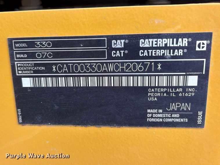 image for item FN3544 2022 Caterpillar 330 TC excavator