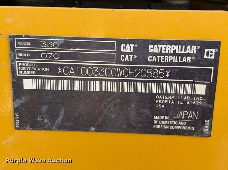 image for item FN3545 2022 Caterpillar 330 TC excavator