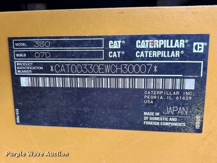 image for item FN3547 2022 Caterpillar 330 TC excavator