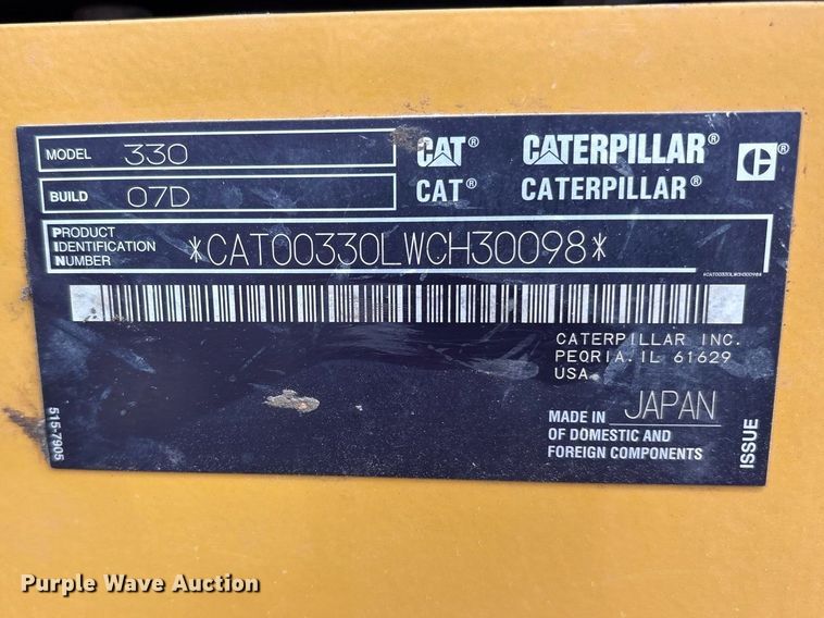 image for item FN3548 2022 Caterpillar 330 excavator