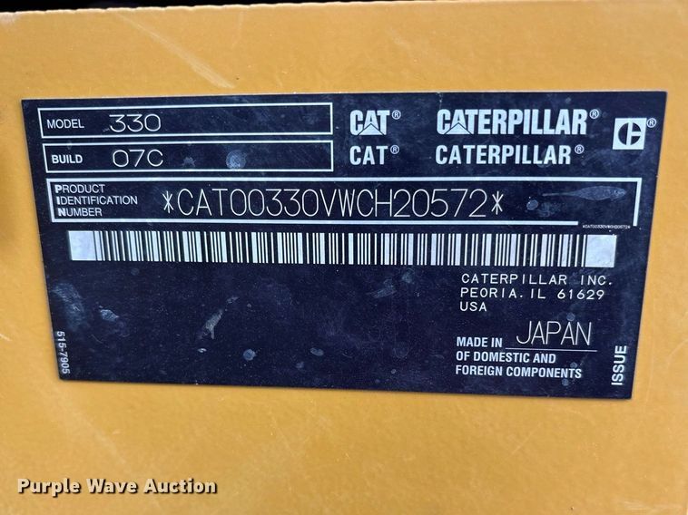 image for item FN3550 2022 Caterpillar 330 TC excavator