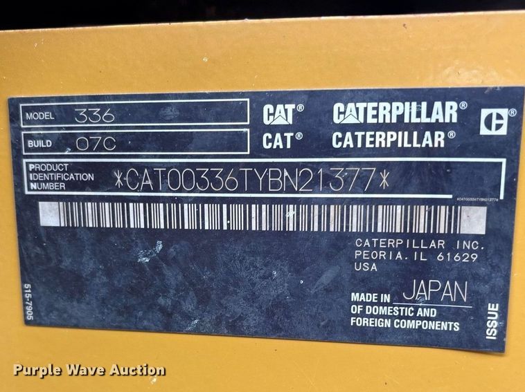 image for item FN3563 2022 Caterpillar 336 TC excavator