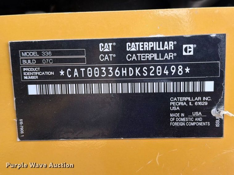 image for item FN3564 2022 Caterpillar 336 TC excavator