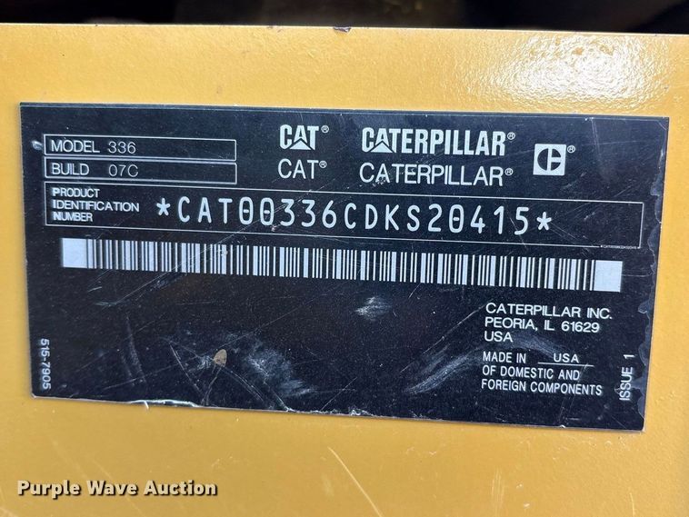 image for item FN3571 2022 Caterpillar 336 TC excavator