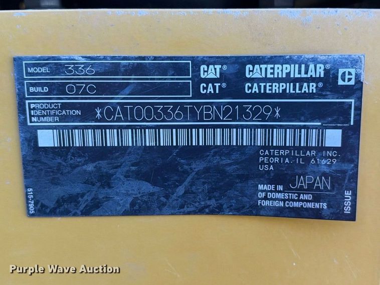 image for item FN3572 2022 Caterpillar 336 TC excavator
