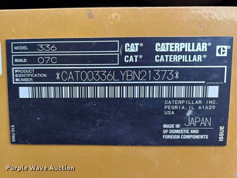 image for item FN3577 2022 Caterpillar 336 TC excavator
