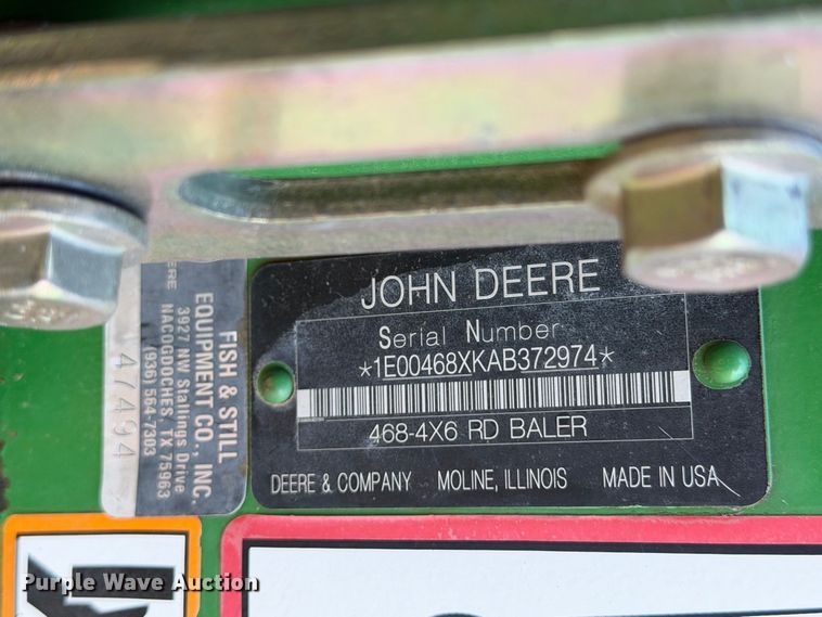 image for item FN3599 2010 John Deere 468 MegaWide Plus round baler