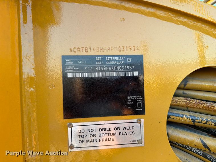 image for item FN3609 2007 Caterpillar 140H VHP Plus motor grader