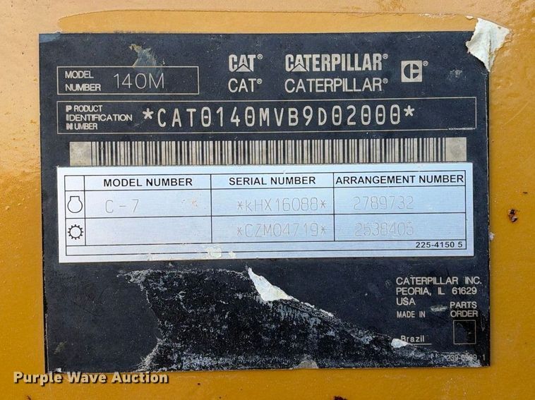 image for item FN3612 2009 Caterpillar 140M VHP Plus motor grader