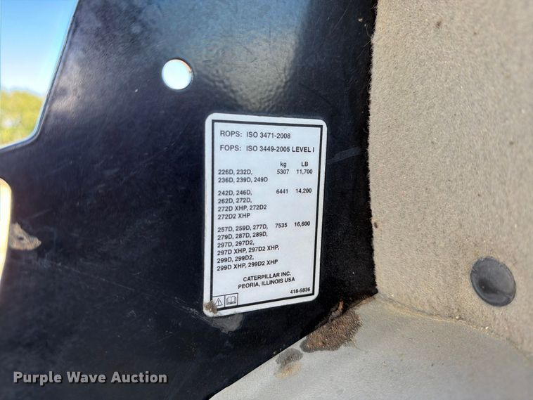 image for item FN3620 2018 Caterpillar 259D tracked skid steer loader