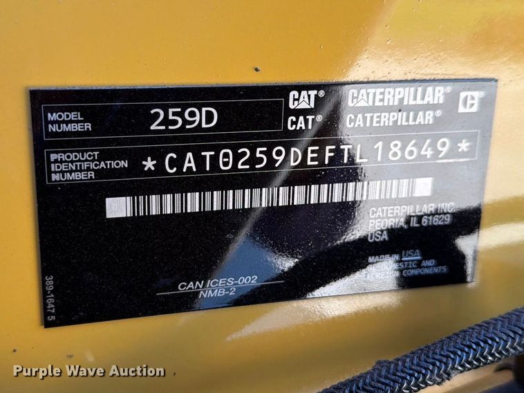 image for item FN3620 2018 Caterpillar 259D tracked skid steer loader