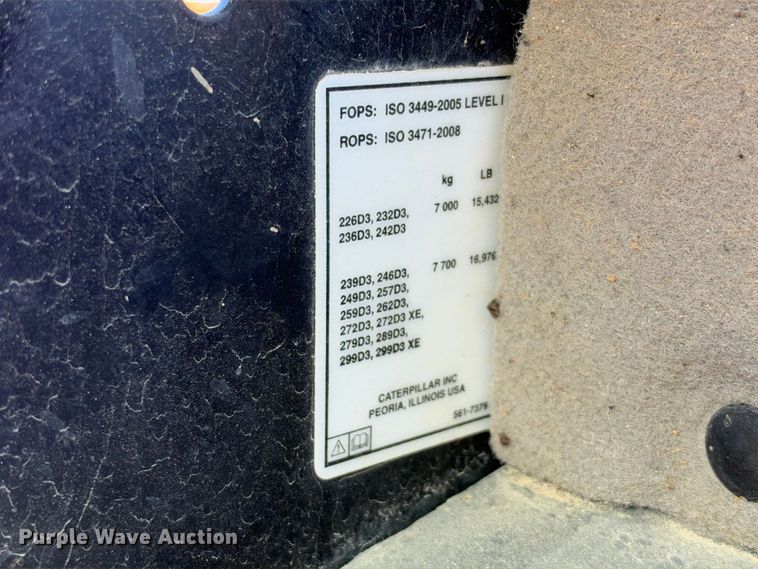 image for item FN3622 2021 Caterpillar 259D3 skid steer loader