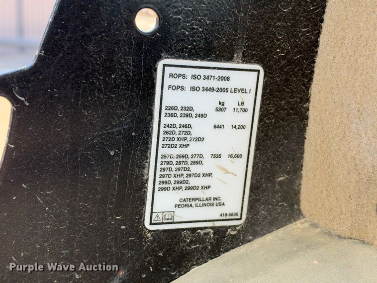 image for item FN3624 2018 Caterpillar 259D skid steer loader