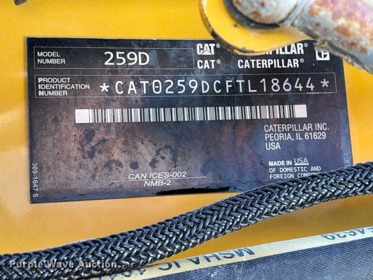 image for item FN3624 2018 Caterpillar 259D skid steer loader