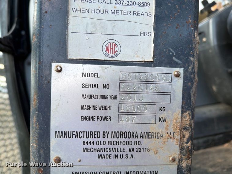 image for item FN3645 2013 Morooka MST2200 track carrier