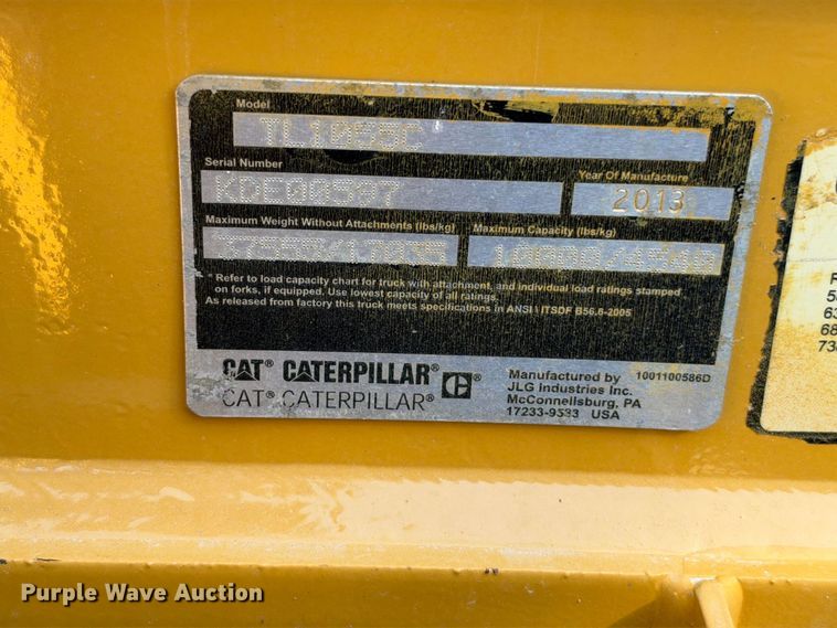 image for item FN3673 2013 Caterpillar TL1055C telehandler