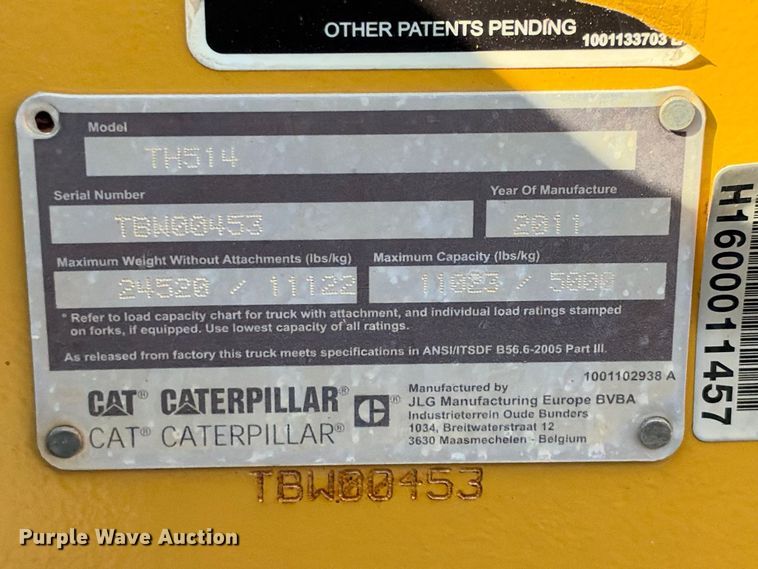 2012 Caterpillar TH514