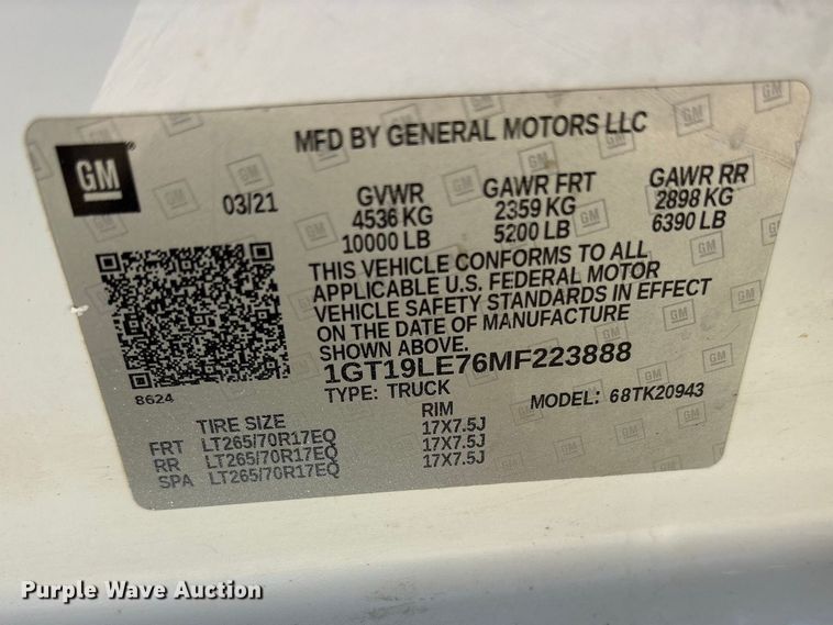 image for item FN3720 2021 GMC Sierra 2500 Crew Cab pickup truck