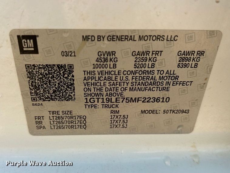 image for item FN3721 2021 GMC Sierra 2500 Crew Cab pickup truck