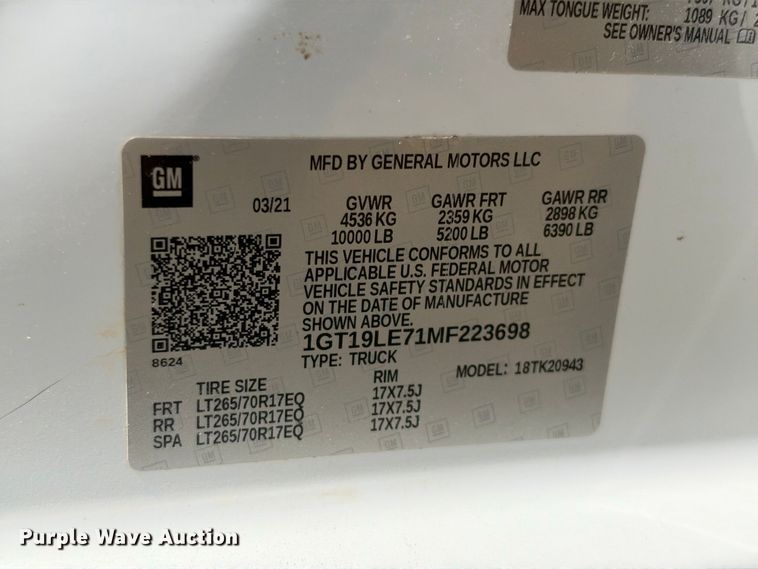 image for item FN3724 2021 GMC Sierra 2500 Crew Cab pickup truck