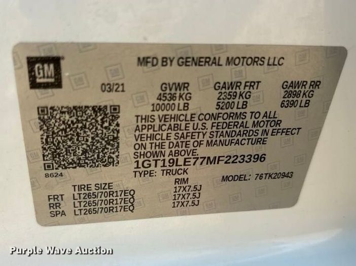 image for item FN3725 2021 GMC Sierra 2500 Crew Cab pickup truck
