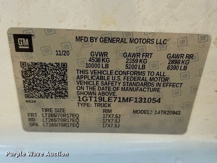 image for item FN3729 2021 GMC Sierra 2500 Crew Cab pickup truck