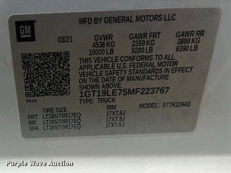 image for item FN3732 2021 GMC Sierra 2500 Crew Cab pickup truck
