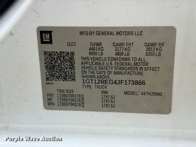 image for item FN3737 2018 GMC Sierra Crew Cab pickup truck