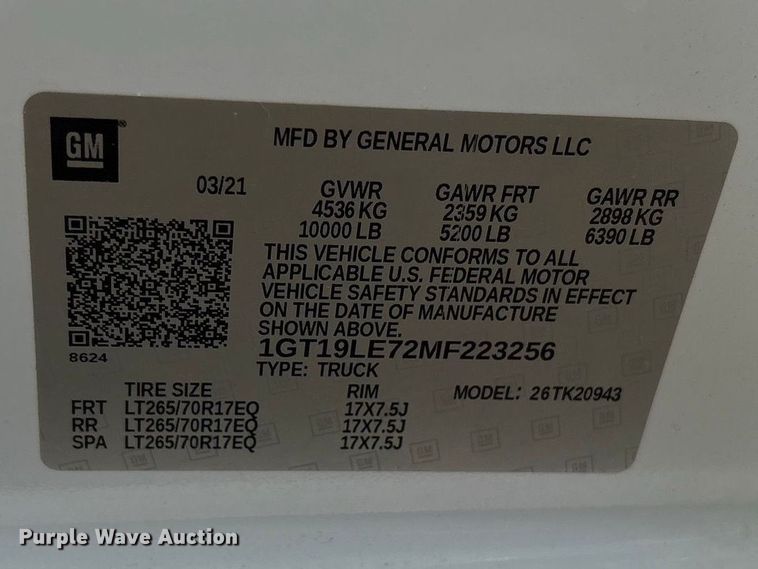 image for item FN3738 2021 GMC Sierra 2500 Crew Cab pickup truck