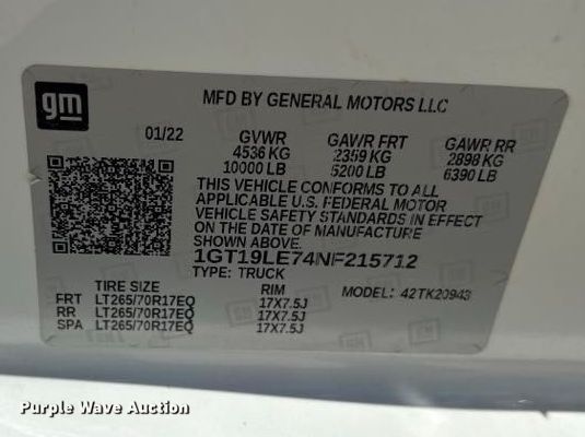 image for item FN3739 2022 GMC Sierra 2500 Crew Cab pickup truck