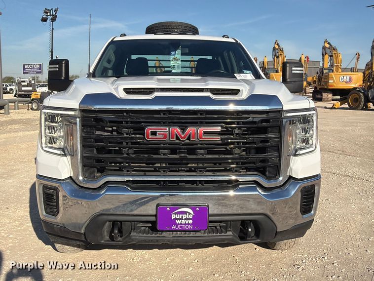 image for item FN3746 2021 GMC Sierra 3500HD 4X4 Crew Cab flatbed pickup truck