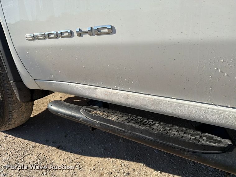 image for item FN3746 2021 GMC Sierra 3500HD 4X4 Crew Cab flatbed pickup truck