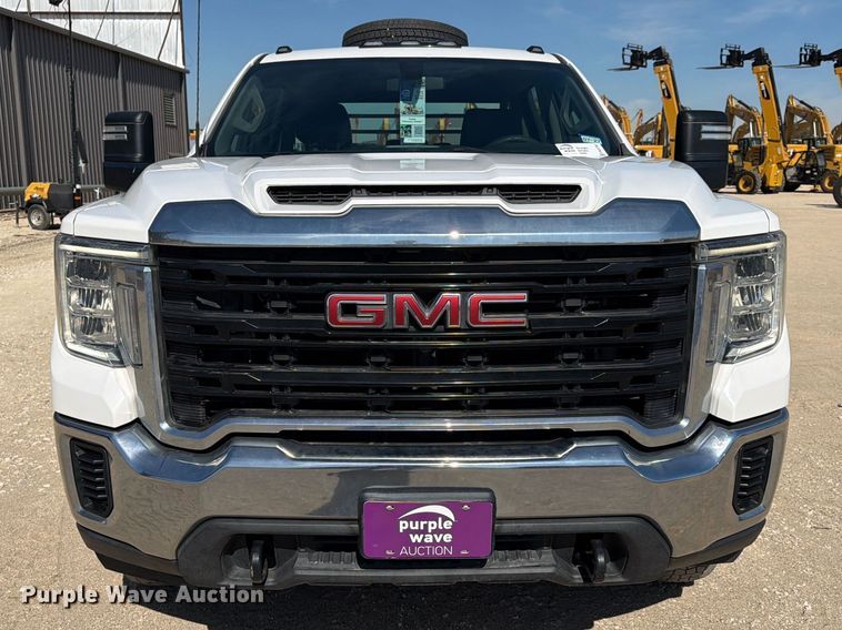 image for item FN3750 2021 GMC Sierra 3500HD 4X4 Crew Cab flatbed pickup truck