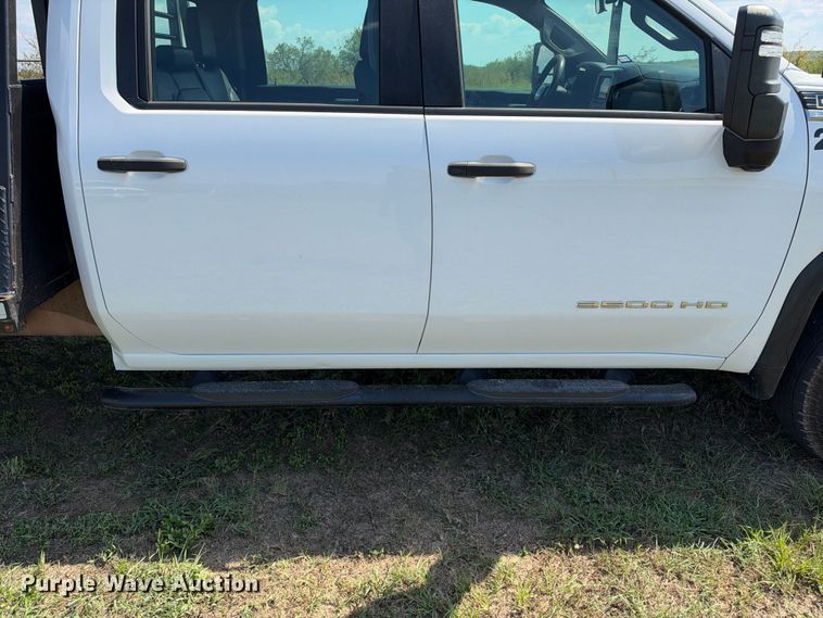 image for item FN3757 2021 GMC Sierra 3500 4X4 Crew Cab flatbed pickup truck