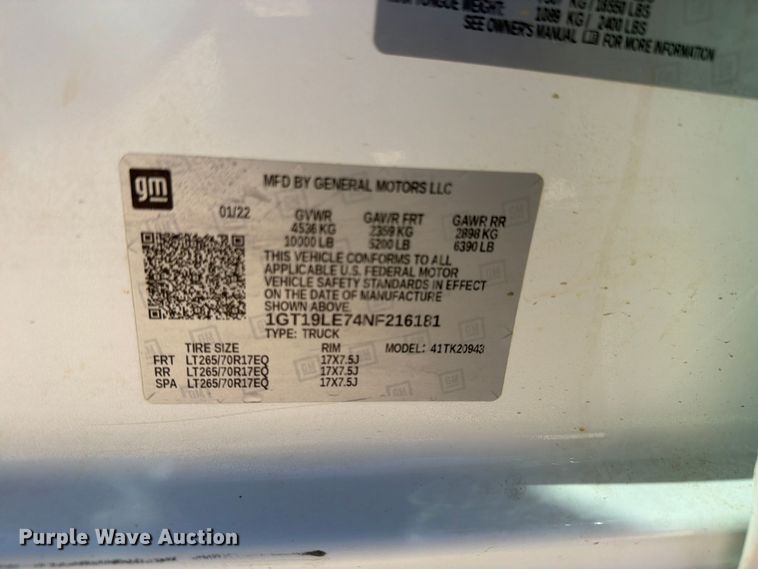 image for item FN3759 2022 GMC Sierra 2500HD 4X4 Crew Cab pickup truck