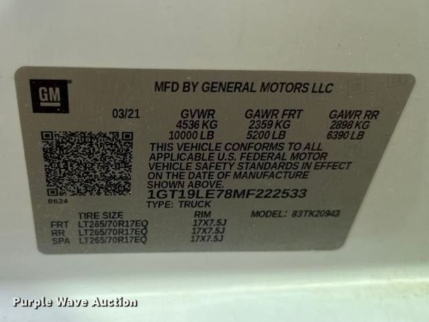 image for item FN3763 2021 GMC Sierra 2500 Crew Cab pickup truck