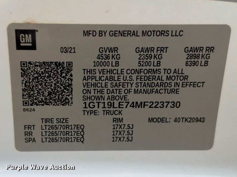 image for item FN3764 2021 GMC Sierra 2500 Crew Cab pickup truck
