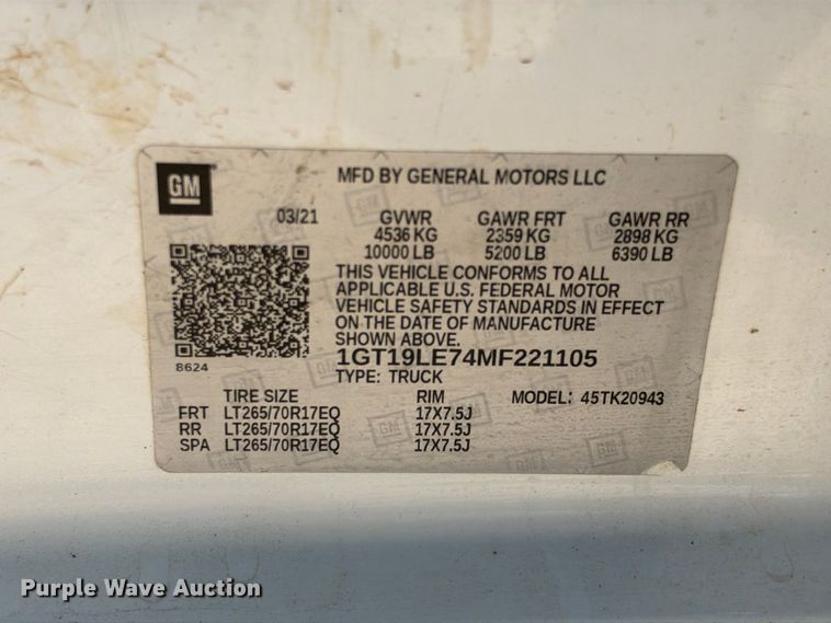 image for item FN3768 2021 GMC Sierra 2500 4X4 Crew Cab pickup truck