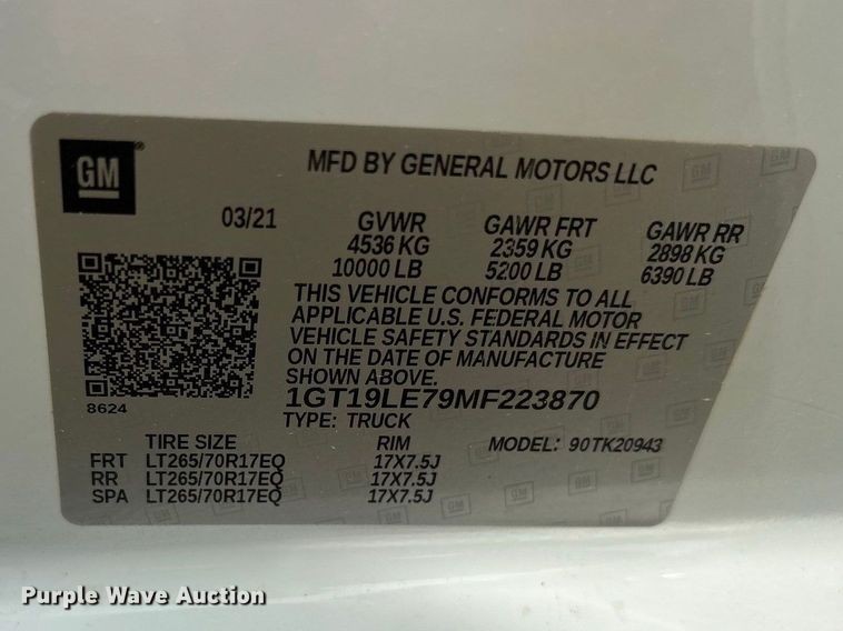 image for item FN3769 2021 GMC Sierra Crew Cab pickup truck