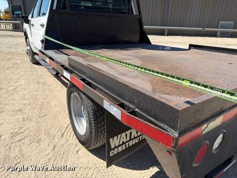 image for item FN3781 2021 GMC Sierra 3500HD 4X4 Crew Cab flatbed pickup truck