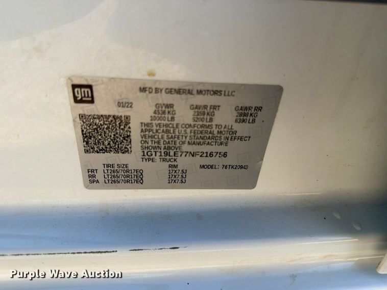 image for item FN3827 2022 GMC Sierra 2500HD 4X4 Crew Cab pickup truck