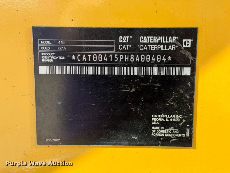 image for item FN3829 2022 Caterpillar 415 4X4 backhoe